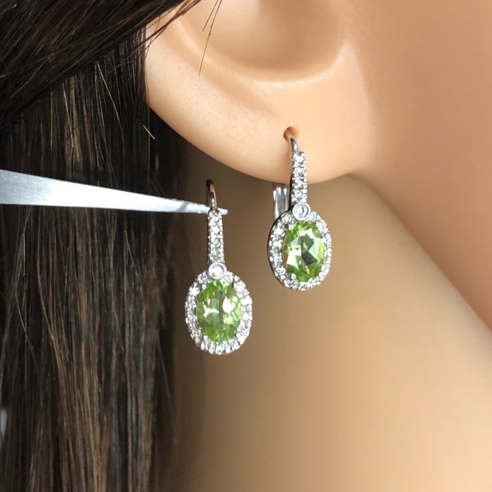 14KT White Gold Diamond and Period Earrings